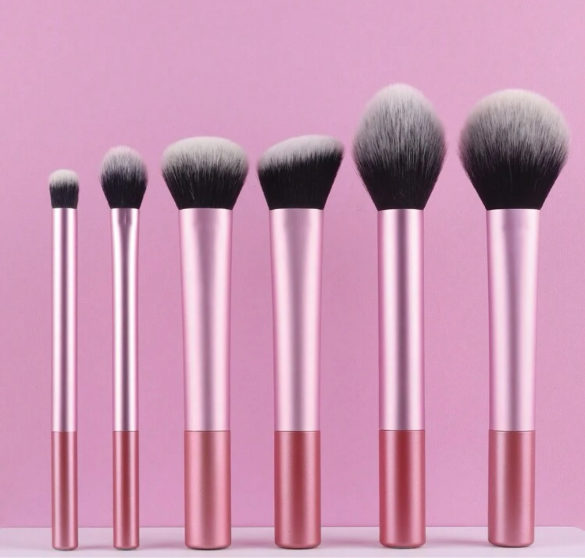 BROCHAS MAQUILLAJE SET DE 6 BROCHAS COLOR ROSA